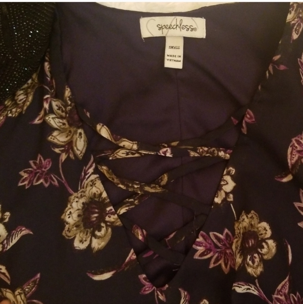 Speechless Floral Bell Sleeve Boho Tunic Dress Small Juniors - Picture 4 of 6